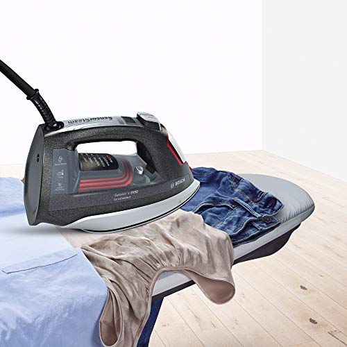 Bosch TDI953222V Plancha de Vapor, Motor de Inyección, Tecnología VarioComfort, Supervapor de 230 g, 3200 W, Negro y Rojo