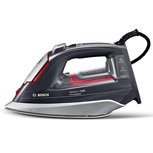 Bosch TDI953222V Plancha de Vapor, Motor de Inyección, Tecnología VarioComfort, Supervapor de 230 g, 3200 W, Negro y Rojo