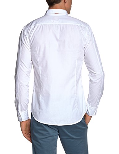 BOSS Orange Edipoe Slim Fit - Camisa de Manga Larga con Cuello Italiano para Hombre, Color Blanco 100, Talla 50