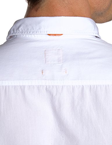 BOSS Orange Edipoe Slim Fit - Camisa de Manga Larga con Cuello Italiano para Hombre, Color Blanco 100, Talla 50
