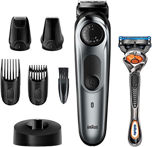 Braun Recortadora de Barba BT7240, Máquina Cortar Pelo, Recortadora y Cortapelos para Hombre, Cuchillas Metálicas Afiladas de Larga Duración, 39 Ajustes de Longitud, Color Negro/Gris Metalizado