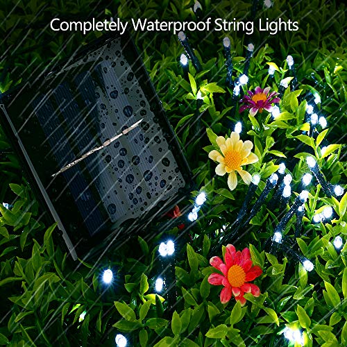 BrizLabs Guirnalda Luces Exterior Solares, 22M 200 LED Cadena de Luz Solar Blanco Frio, 8 Modos Impermeable Luces Navidad Decoración para Bodas, Jardines, Patio, Navidad, Festivales