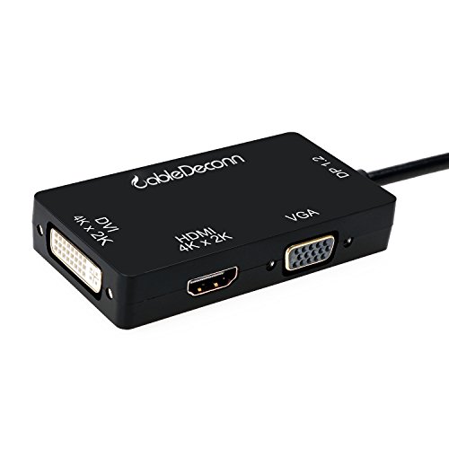 CableDeconn 3-en-1 Mini Displayport (ThunderboltTM compatible) a Hdmi/DVI/VGA Cable adaptador Convertidor - puerto Hdmi compatible con 4 K resolución