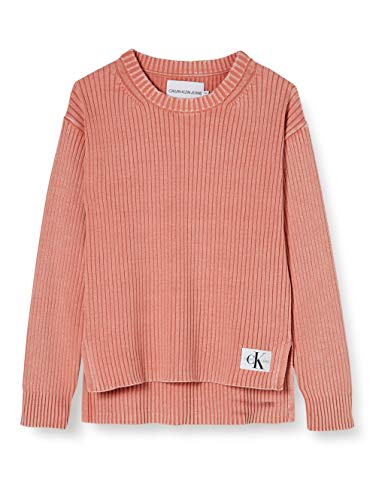 Calvin Klein Relaxed Washed Rib Sweater Sudadera, Morado (Brandied Apricot VAZ), 36 (Talla del Fabricante: Small) para Mujer