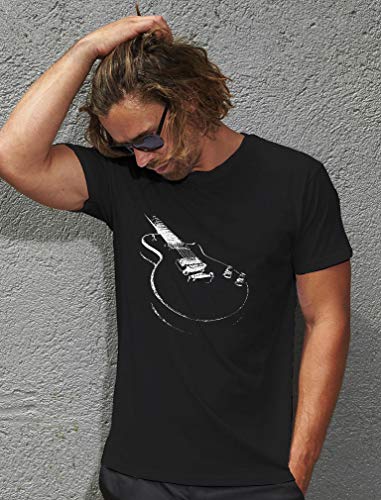 Camiseta para Hombre - Camisetas Guitarra Electrica Camisetas Hombre Rock - X-Large Negro