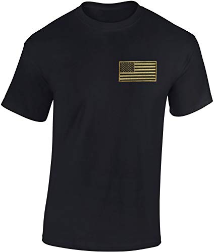 Camiseta: Stars and Stripes con Bordado/Negro - Bandera USA T-Shirt - Regalo Hombre-s y Mujer-es - Estados Unidos de América - United States - Bike-r Rock Motero Chopper - US-Army Camo (M)