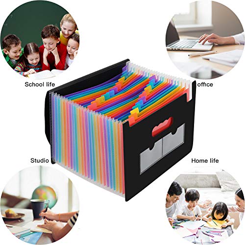 Carpeta Clasificadora Archivador acordeón 24 Bolsillos de gran Capacidad soporte Extensible portátil acordeón, Multi-Color Archivador A4 buen ayudante para Office, School, Home …