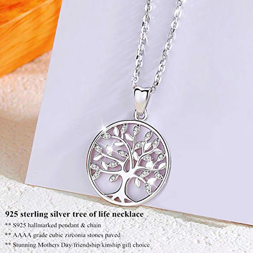 CELESTIA Mujeres Collares Árbol de la Vida de Plata de Ley 925, Árbol de Familia Colgante y Cadena 46CM, Joyería Fina Inspirado en la Naturaleza, Amistad Parentesco Regalos para Señoras y Niñas