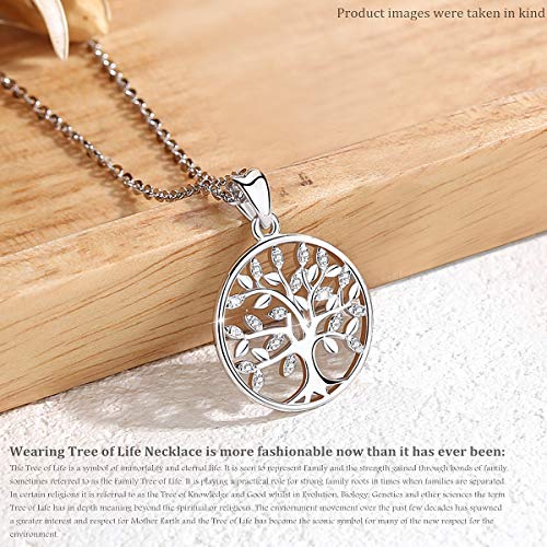 CELESTIA Mujeres Collares Árbol de la Vida de Plata de Ley 925, Árbol de Familia Colgante y Cadena 46CM, Joyería Fina Inspirado en la Naturaleza, Amistad Parentesco Regalos para Señoras y Niñas