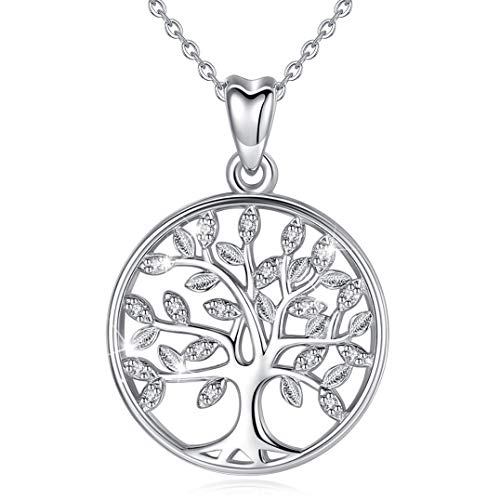 CELESTIA Mujeres Collares Árbol de la Vida de Plata de Ley 925, Árbol de Familia Colgante y Cadena 46CM, Joyería Fina Inspirado en la Naturaleza, Amistad Parentesco Regalos para Señoras y Niñas