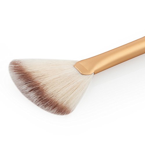 Cepillo Cosmético Contorno Forma De Abanico Cara Más Destacado Mezcla En Polvo De Maquillaje - Oro, 18.5 * 0.8 * 0.8 cm