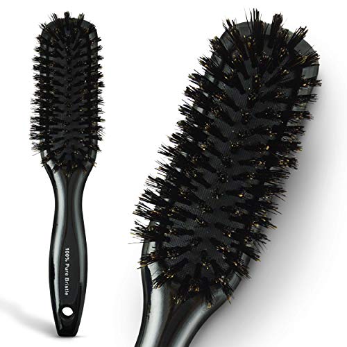 Cepillo de pelo de cerdas de jabalí estrecho - paleta de madera negra - accesorios para el cabello para todo tipo de cabello