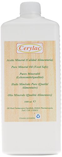 CERYLAC Aceite Mineral para Madera, Pizarra o Piedra - 1000 ml. Calidad alimentaria. Aprobado por la Real Farmacopea Española.