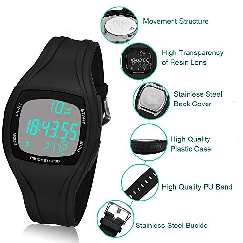 CFGem Adolescente Digital Deporte Impermeable Reloj de Hombre con PU Banda Desmontable de Plástico y Minutero SNK-9105 Negro