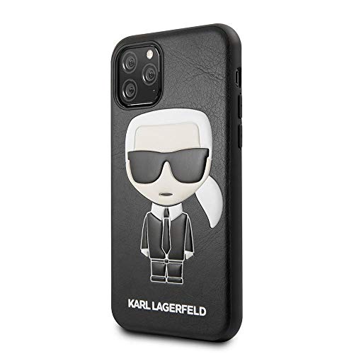 CG Mobile Karl Lagerfeld - Carcasa rígida de piel sintética para iPhone 11 Pro, diseño en relieve, color negro