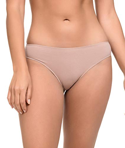 Channo Bragas de Algodón Lisas con Acabado Fino Que No Marca (Pack de 6) (Vison, L/XL)