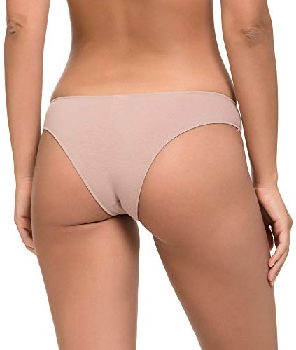 Channo Bragas de Algodón Lisas con Acabado Fino Que No Marca (Pack de 6) (Vison, L/XL)