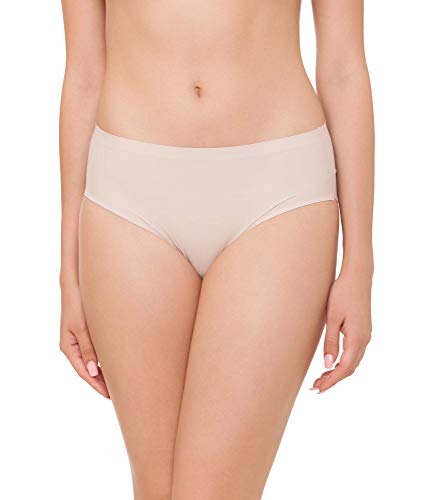 Channo Pack de 3 Bragas Midi Efecto Tanga de Corte Laser Mujer. Invisible y No Marcan, Transparente, Microfibra. Suave Ligero Básico (Vison, L/XL)