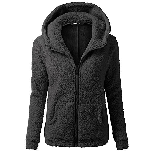 Chaqueta Mujeres de Invierno de Lana Cálida Cremallera Abrigo con Capucha Casual Suéter Abrigo de Algodón Outwear Hoodie riou