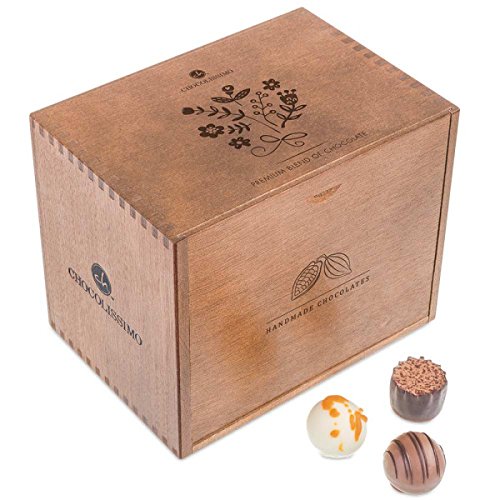 ChocoGrande - Ladies - 30 exclusivos Surtido De Pralinés | bombones Praliné | regalo en caja de madera | sabores | Chocolate | Cumpleaños | Mujer | Dia de la madre | San valentín | Dulces navideños