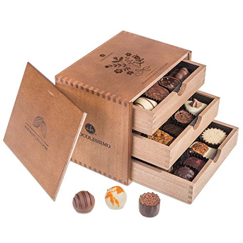 ChocoGrande - Ladies - 30 exclusivos Surtido De Pralinés | bombones Praliné | regalo en caja de madera | sabores | Chocolate | Cumpleaños | Mujer | Dia de la madre | San valentín | Dulces navideños