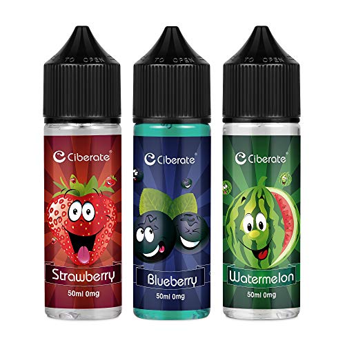 Ciberate 50mlx3 Vaper Liquido Premium Ecig Vape Juice E Liquido E Juice Sabores jugosos 70/30 Eliquid Sandía Fresa Arándano para E Cig Cigarrillo Electrónico Vape Pen Box Mod Starter Kit Sin Nicotina