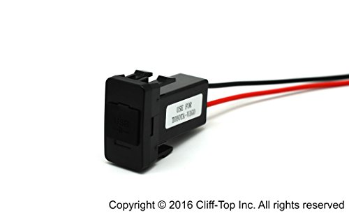 Cliff-Top® 4.2Amp Toyota cargador USB para la planta del interruptor de Toyota (para Toyota-Vigo) - con el fusible incorporado Cableado de los 26cm 5V 4.2Amp Socket de energía dual del USB