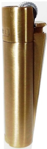 Clipper Solid Metal Flint Micro bañado en Oro Mechero Cromado con Caja de Regalo – 1 mechero