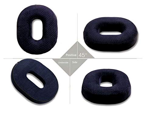 Cojín de espuma viscoelástica para asiento de donut reduce la presión, ideal para personas con hemorroides y pilas, dolor de coxis, postnataly postcirugía, alivio del dolor y cómodo, color azul marino