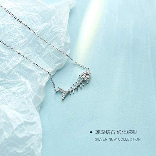 Collar Cold Wind Silver Color Fish Bone Clavícula Cadena Simple Estudiante Colgante Love Her Best Gift