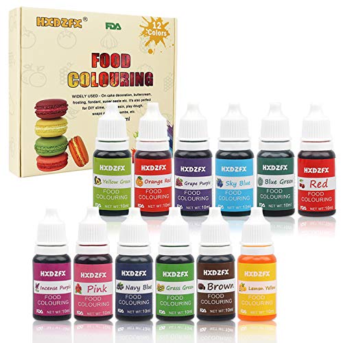 Colorante alimentario 12*10ml, Colorante Alimentario Alta Concentración Liquid Set para Colorear los Bebidas Pasteles Galletas Macaron Fondant