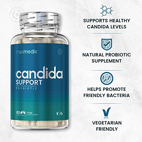 Complejo Bacteriano Cándida Support - Mejora Flora Intestinal y Sistema Inmunológico, Regula Niveles de Cándida, Con Lactobacillus Acidophilus y Bífidobacterias, Reduce Candidiasis, 60 Cápsulas