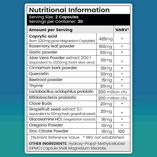 Complejo Bacteriano Cándida Support - Mejora Flora Intestinal y Sistema Inmunológico, Regula Niveles de Cándida, Con Lactobacillus Acidophilus y Bífidobacterias, Reduce Candidiasis, 60 Cápsulas