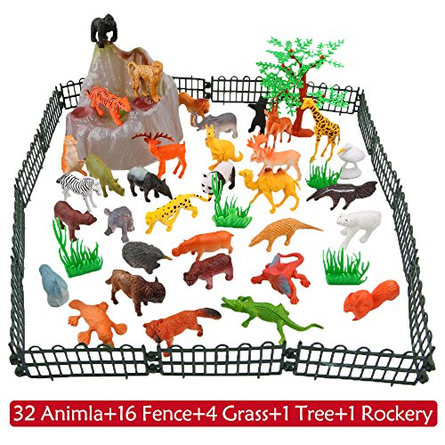 Conjunto de Juguetes Animales de Mini Selva de 54 Piezas,Favoritos de Fiesta de Animales de Mundo Zoológico para Chicos, Conjunto de Juguetes de Animales de Granja Pequeños de Bosque para los Niños