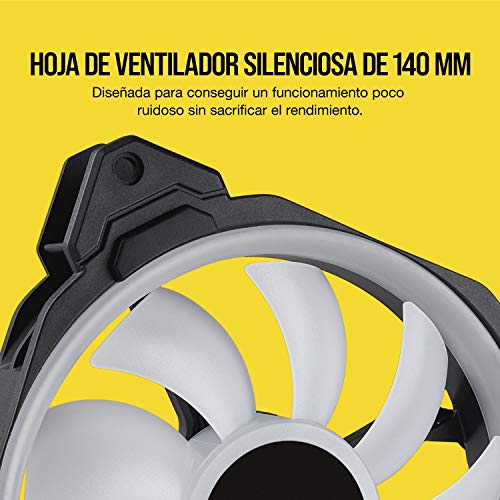 Corsair LL140 RGB Ventilador de PC (140 mm, Doble Halo RGB LED PWM) Paquete Doble con Lighting Node Pro