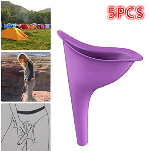 Cortneyrs 5X Urinario Femenino Urine Female Dispositivo de Urinación Orina Orinar de Pie Portátil Mujer Viajar Camping Senderismo Servicios Baños Públicos, Púrpura (Orinal Plegable)