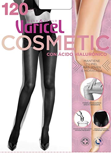 COSMETIC 120 VARICEL, panty de compresión media (12/16 mmHg), malla lisa y compresión graduada con hilado MerylDerm y ácido hialurónico (SABLE, M)