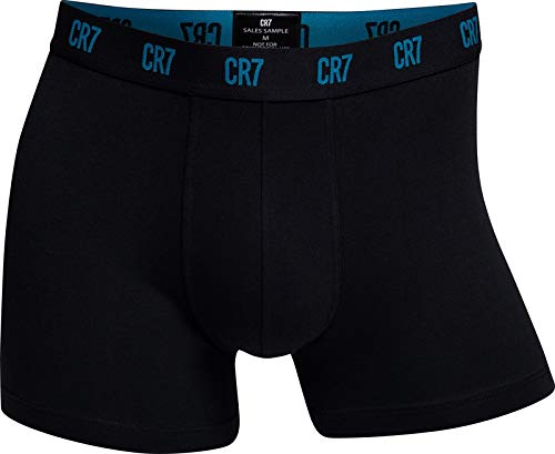 CR7 Cristiano Ronaldo - Basic - Bóxers Ajustados para Hombre - Pack de 3 - Azul/Melange/Negro - Tamaño L (CR7-8100-4900-650-L)