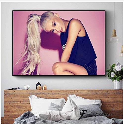 Crazystore Lienzos de Fotos Ariana Grande 2018 Sexy Singer Algodón Carteles e Impresiones Imágenes de Pared para Sala de Estar Decoración para el hogar 60x80cm sin Marco