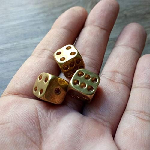 Dados de Metal de Bronce - Dados de Metal de Bronce Cobre Puro Dados sólidos de Metal Pulido a Mano Suministros de Barra para el Juego de Mesa D & D Juguetes creativos - Oro