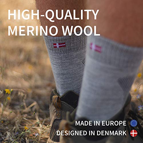 DANISH ENDURANCE Calcetines de Senderismo y Trekking de Lana Merina para Hombre, Mujer y Niños, Otoño e Invierno, Pack de 3 (Gris Claro, EU 39-42)