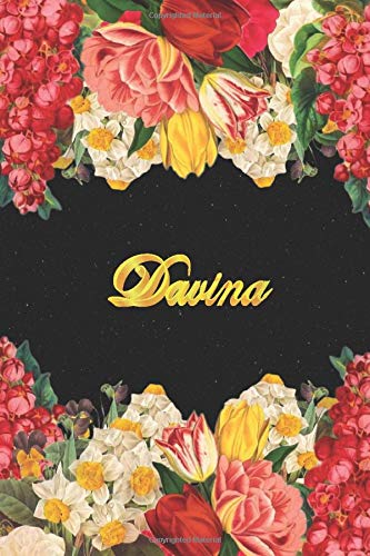 Davina: Lined Notebook / Journal with Personalized Name, & Monogram initial D on the Back Cover, Floral cover, Gift for Girls & Women