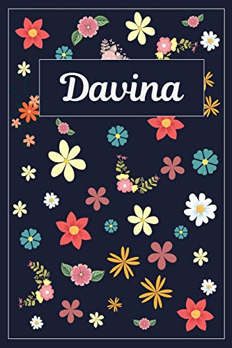 Davina: Lined Writing Notebook with Personalized Name | 120 Pages | 6x9 | Flowers