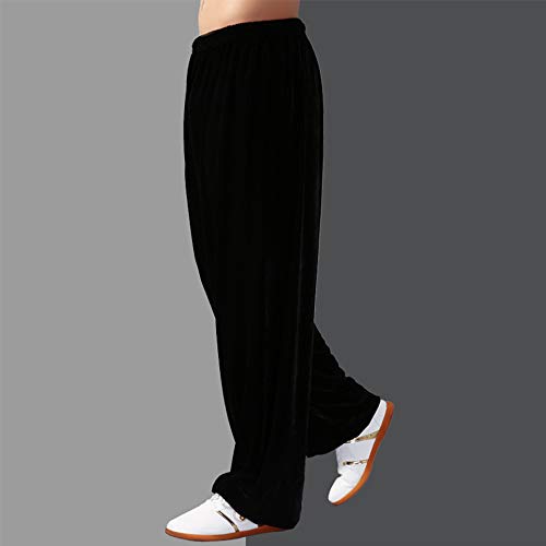 DAZISEN Pantalones De Entrenamiento De Artes Marciales - Unisex Tai Chi Invierno Más Grueso Suelta Transpirable Qi Gong Shaolin Kung Fu Wing Chun Pantalones, Negro, EU 2XL=Tag 3XL