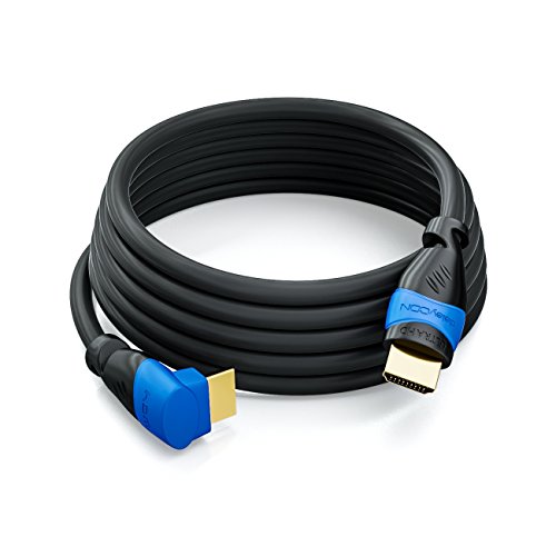 deleyCON 1,5m Cable HDMI Ángulo de 90° - Compatible con HDMI 2.0/1.4 - UHD 4K HDR 3D 1080p 2160p ARC - de Alta Velocidad con Ethernet - Negro