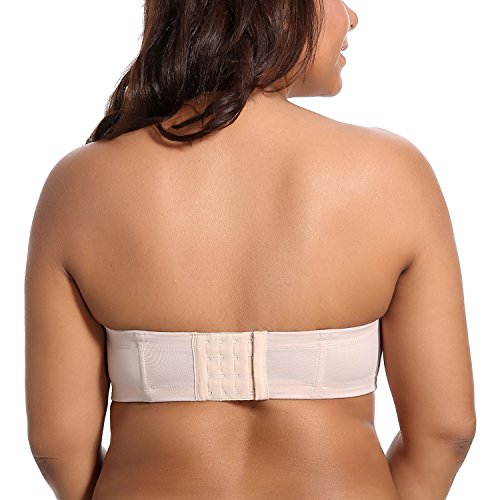 DELIMIRA - Sujetador sin Tirantes Tallas Grandes Push Up de Silicona para Mujer Beige 105D