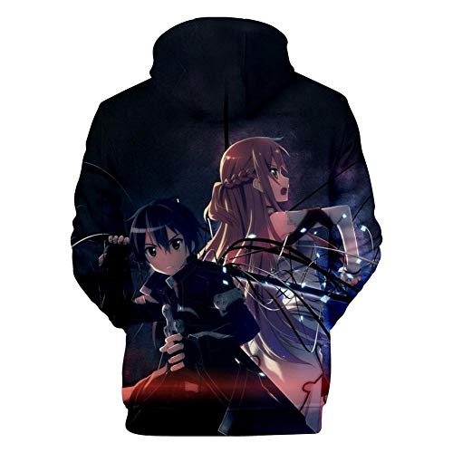 Desconocido Sword Art Online Chaqueta Casual con Capucha Unisex Sudadera con Capucha Negro 4XL