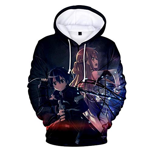 Desconocido Sword Art Online Chaqueta Casual con Capucha Unisex Sudadera con Capucha Negro 4XL