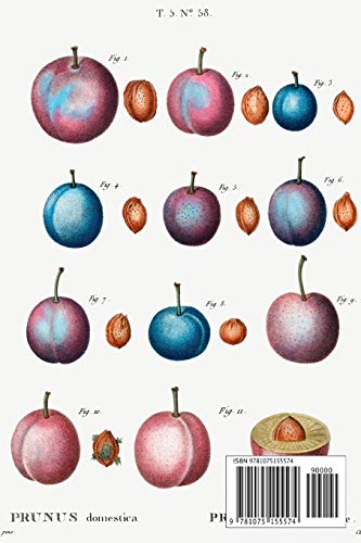 Designer Notizheft: liniert mit Motiv "Pflaume (Prunus domestica)" von Pierre-Joseph Redouté, Notebook, Schreibheft etwa A5 (15,3 x 22,9 cm) mit ... stilvolle Geschenkidee für Gartenliebhaber