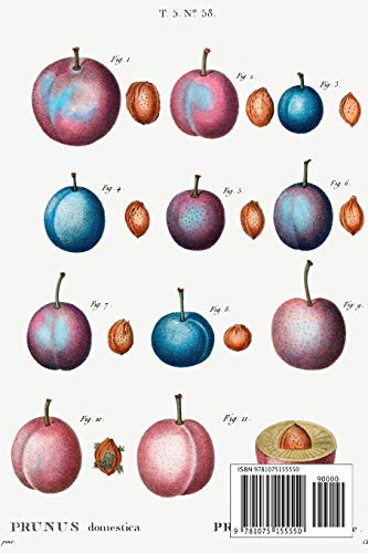 Designer Notizheft: liniert mit Motiv "Pflaume (Prunus domestica)" von Pierre-Joseph Redouté, Notebook, Schreibheft etwa A5 (15,3 x 22,9 cm) mit ... stilvolle Geschenkidee für Gartenliebhaber